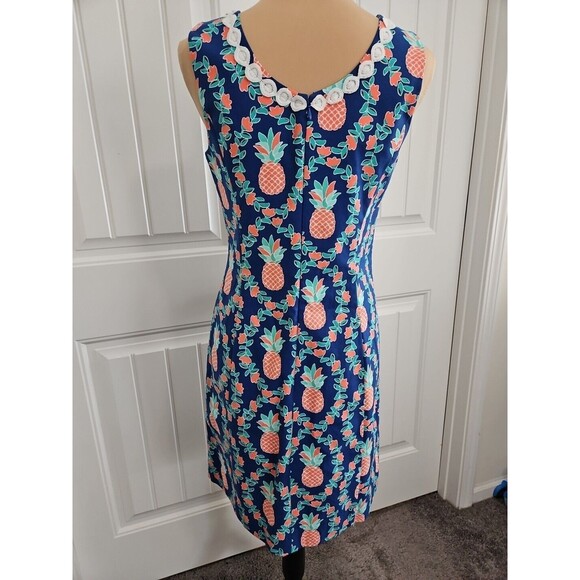 Crown & Ivy Womens US 6 Sleeveless Crochet Trim Pineapple Sheath Dress Blue - Picture 5 of 8